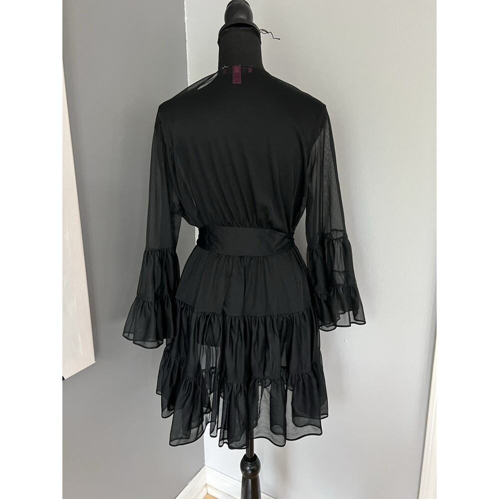 Betsey Johnson Sheer Ruffle Robe Size OS Large Mesh Cover Up Coquette Whimsigoth - Picture 4 of 12